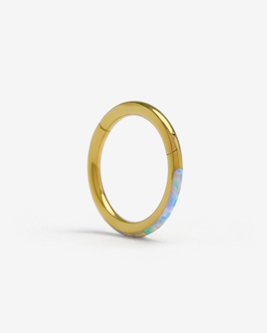 Piercing Jewelry Ask & Embla | Opal Snow Titanium Clicker Gold